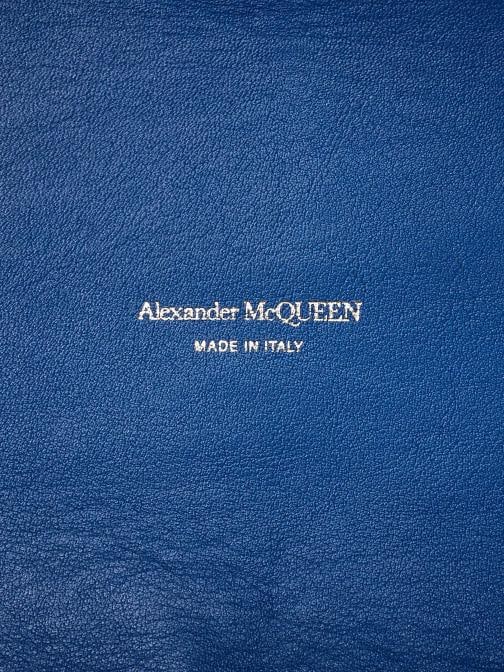 Alexander McQueen Natural/Electric Blue Leather and Straw Small Bow Tote Bag - 7