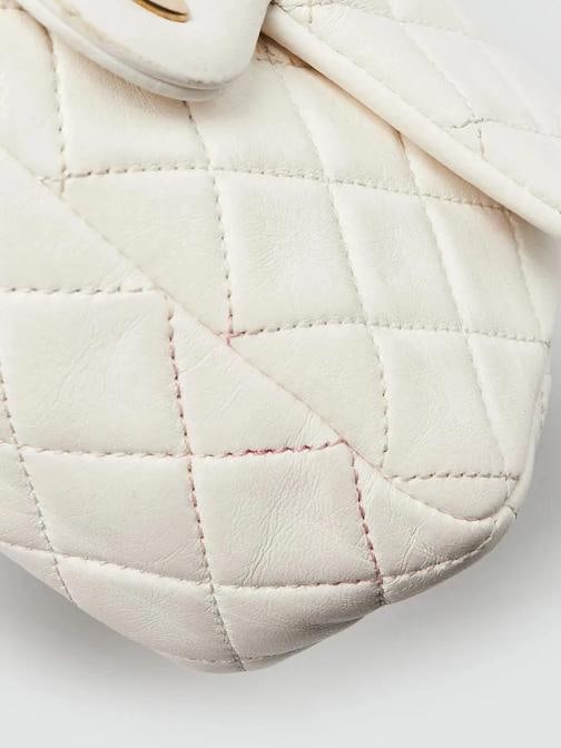 Chanel White Quilted Lambskin Leather Pearl Crush Rectangular Mini Flap Bag - 7