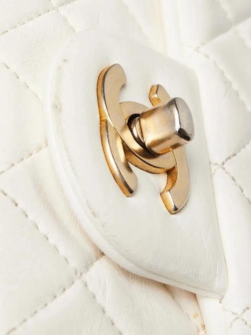 Chanel White Quilted Lambskin Leather Pearl Crush Rectangular Mini Flap Bag - 9