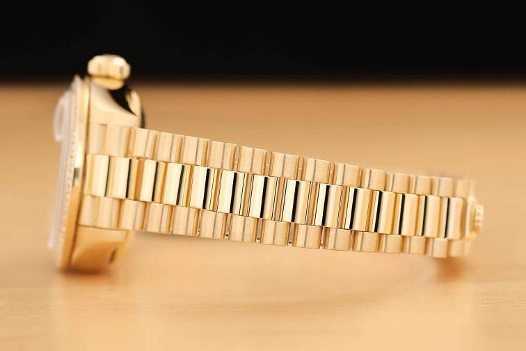 ROLEX LADIES PRESIDENT 69138 FACTORY DIAMOND FULL PAVE 18K YELLOW GOLD WATCH - 5