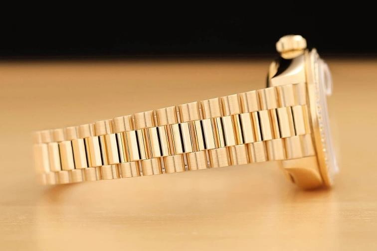 ROLEX LADIES PRESIDENT 69138 FACTORY DIAMOND FULL PAVE 18K YELLOW GOLD WATCH - 9