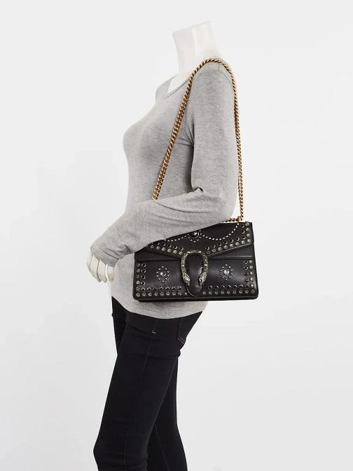 Gucci Black Leather Studded Dionysus Small Shoulder Bag - 2