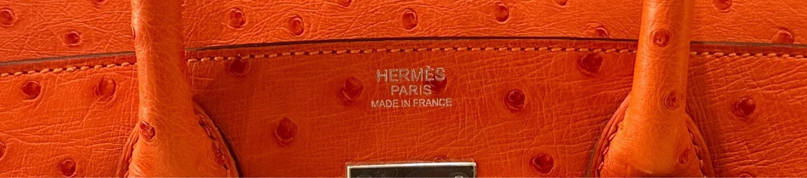Hermes Birkin 30 Ostrich Tangerine Orange Leather Palladium Hardware RARE - 6