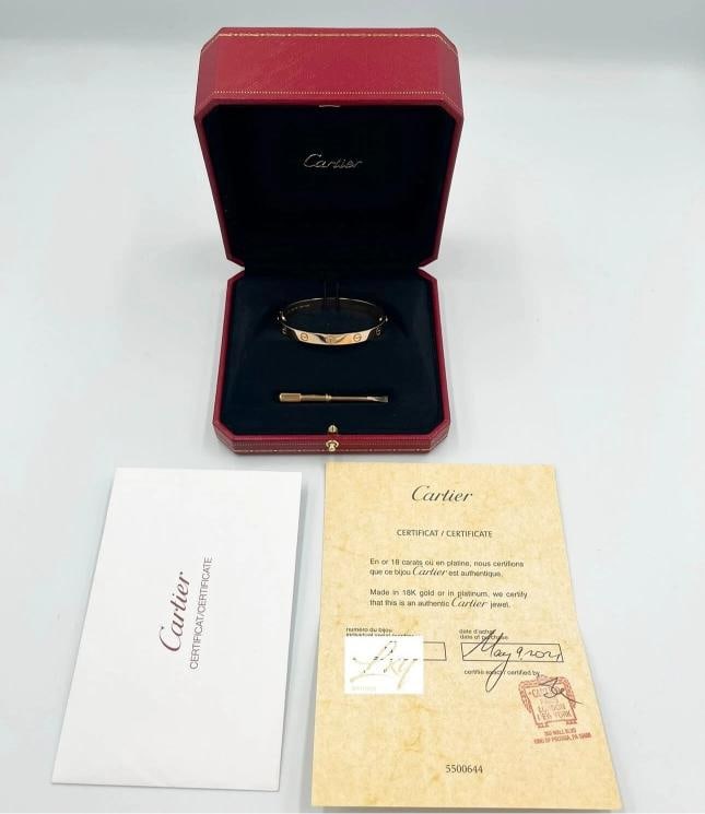 Cartier Love Bracelet Classic Model 18K Rose Gold Size 16: 6.1mm width.. Condition: Pre-owned - Good: This item has been gently used but is in good condition. It might have a few signs ... Read moreabout the conditionPre-owned - Good: This item has been