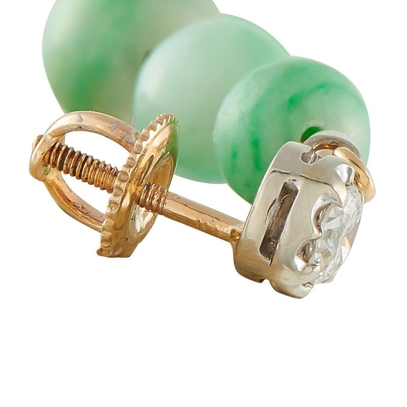0.50ct Diamond, Conch Pearl, and Jade Earrings - 3