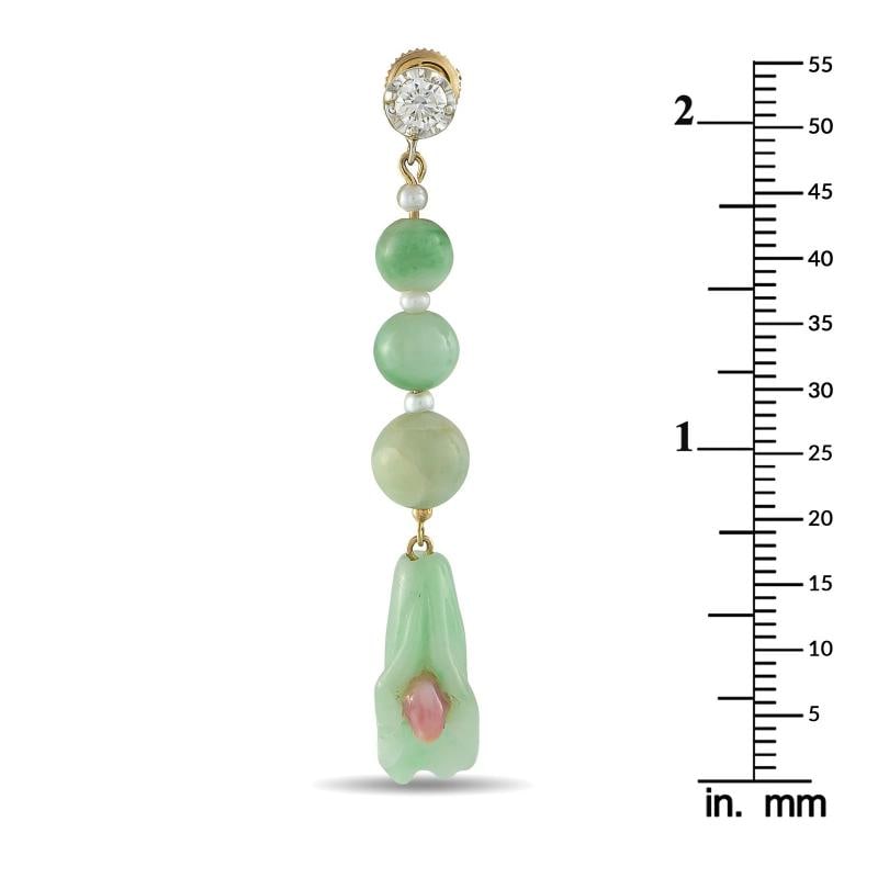 0.50ct Diamond, Conch Pearl, and Jade Earrings - 4