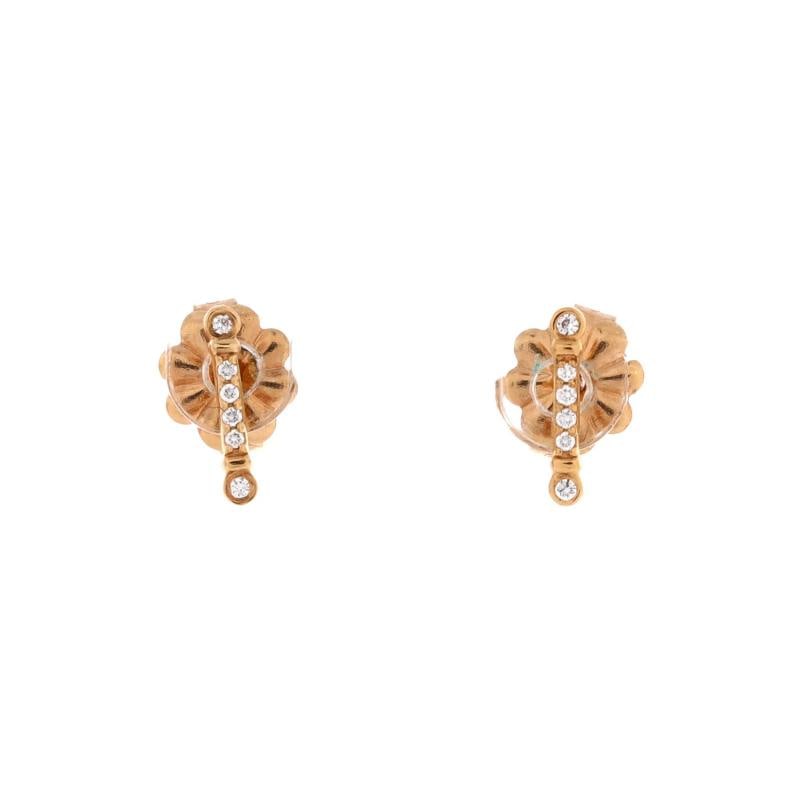 Tiffany & Co. Fleur de Lis Key Bar Earrings 18K Rose Gold and Diamonds: Measurements: Height/Length: 12.00 mm, Width: 8.40 mm . Condition: Pre-owned - Good,Brand: Tiffany & Co.,Main Stone: Diamond,Metal: 18K Rose Gold,Metal Purity: 18K,Style: Earrings,Type:
