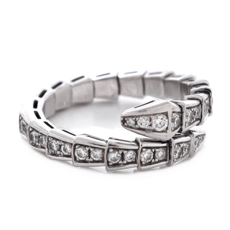 Bvlgari Serpenti Viper One-Coil Ring 18K White Gold and Pave Diamonds - 2
