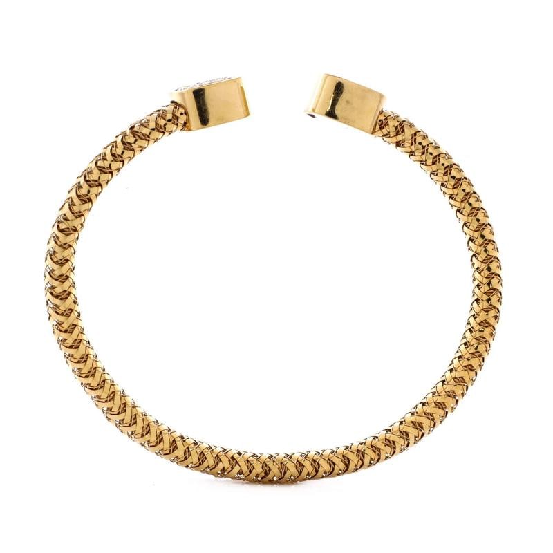 Roberto Coin Primavera Flexible Open Cuff Bracelet 18K Yellow Gold with Diamonds - 2