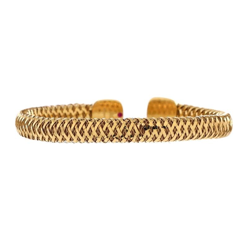 Roberto Coin Primavera Flexible Open Cuff Bracelet 18K Yellow Gold with Diamonds - 3