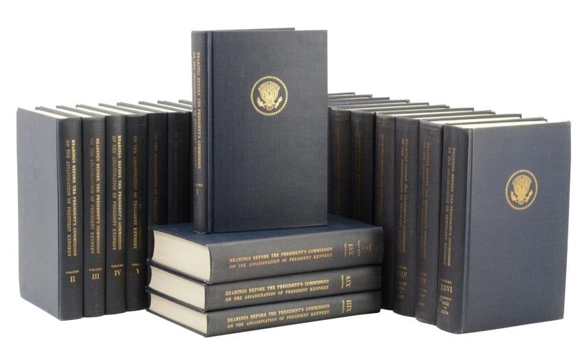 THE WARREN REPORT ~ JFK ASSASSINATION 26 Volumes First Edition 1964 1st Kennedy: Complete set of The Warren Commission Report on the assassination of JFK Washington, D.C. Government Printing Office, 1964. First edition. Complete in 26 volumes, all bound in publisher's navy cloth