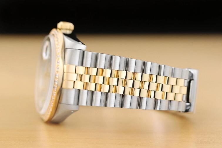 ROLEX MENS DATEJUST 16233 ICE BLUE FACTORY DIAMOND 18K YELLOW GOLD STEEL WATCH - 5