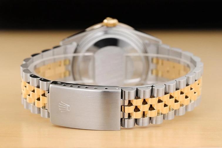 ROLEX MENS DATEJUST 16233 ICE BLUE FACTORY DIAMOND 18K YELLOW GOLD STEEL WATCH - 6