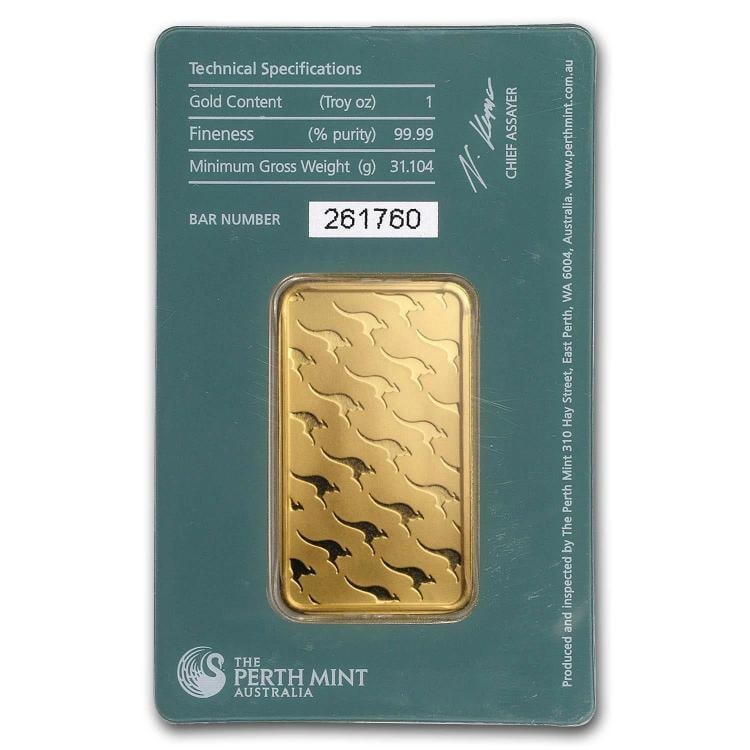 1 oz Gold Bar - The Perth Mint (Classic, Green Assay) - 2