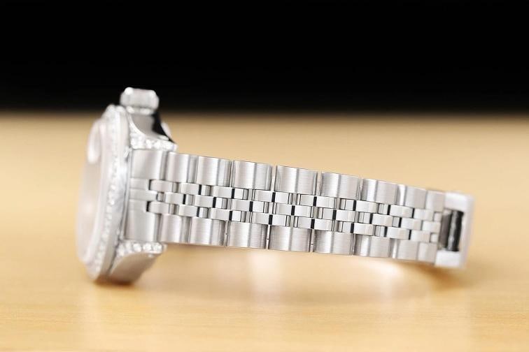 ROLEX LADIES DATE 6924 PINK DIAMOND 18K WHITE GOLD STAINLESS STEEL WATCH - 5