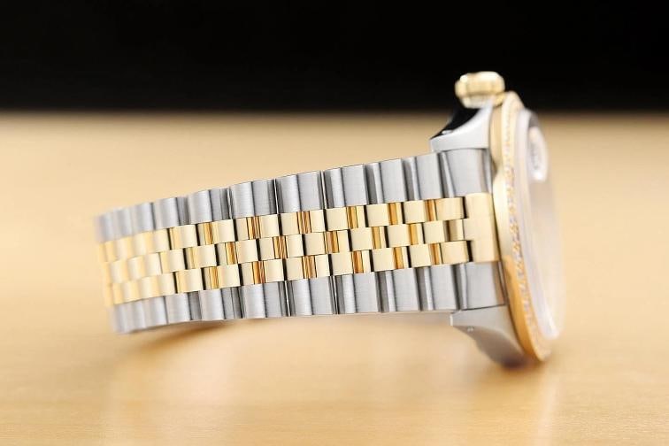 ROLEX DATEJUST 16233 BLUE VIGNETTE FACTORY DIAMOND 18K GOLD STEEL TWO TONE WATCH - 8