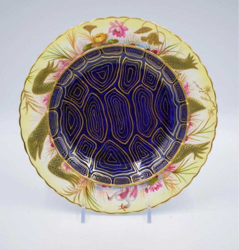 Rare Museum Quality Brownfield Artist Signed Turtle Soup Bowl/Plate Tiffany & Co: Measures 7 3/4" diameter by 1" deep.. Condition: Used,Brand: Tiffany & Co.,Type: Soup Bowl,Material: Porcelain,Country of Origin: Japan
