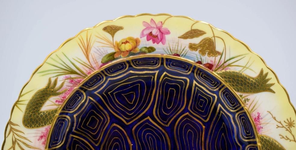 Rare Museum Quality Brownfield Artist Signed Turtle Soup Bowl/Plate Tiffany & Co - 3