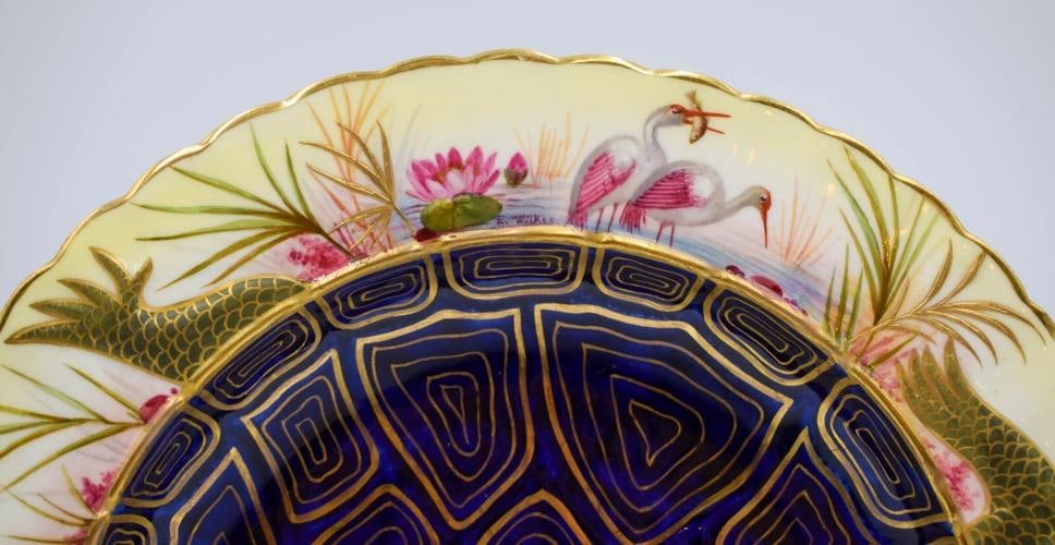 Rare Museum Quality Brownfield Artist Signed Turtle Soup Bowl/Plate Tiffany & Co - 5