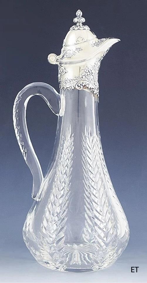 Tiffany & Co c1891-1902 ABP Cut Glass Sterling Silver Claret Jug (1 of 7)