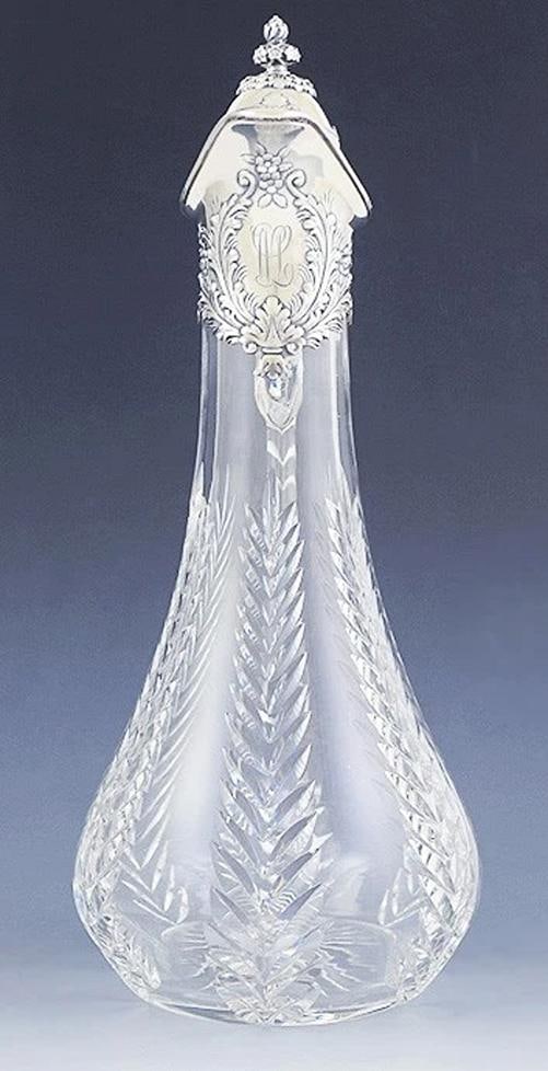 Tiffany & Co c1891-1902 ABP Cut Glass Sterling Silver Claret Jug - 2