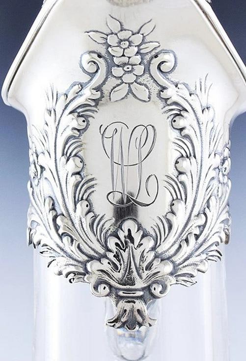 Tiffany & Co c1891-1902 ABP Cut Glass Sterling Silver Claret Jug - 4