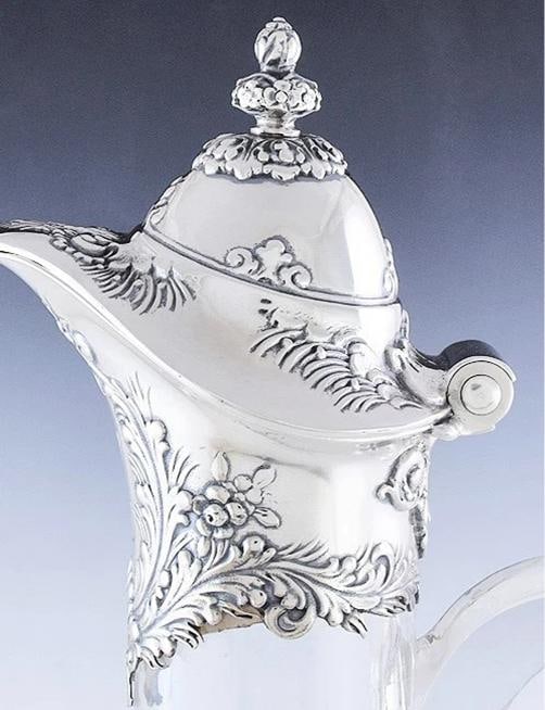 Tiffany & Co c1891-1902 ABP Cut Glass Sterling Silver Claret Jug - 5