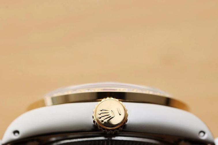 ROLEX LADIES DATEJUST 69173 BLACK FACTORY DIAMOND DIAL 18K GOLD STEEL RUBY WATCH - 9