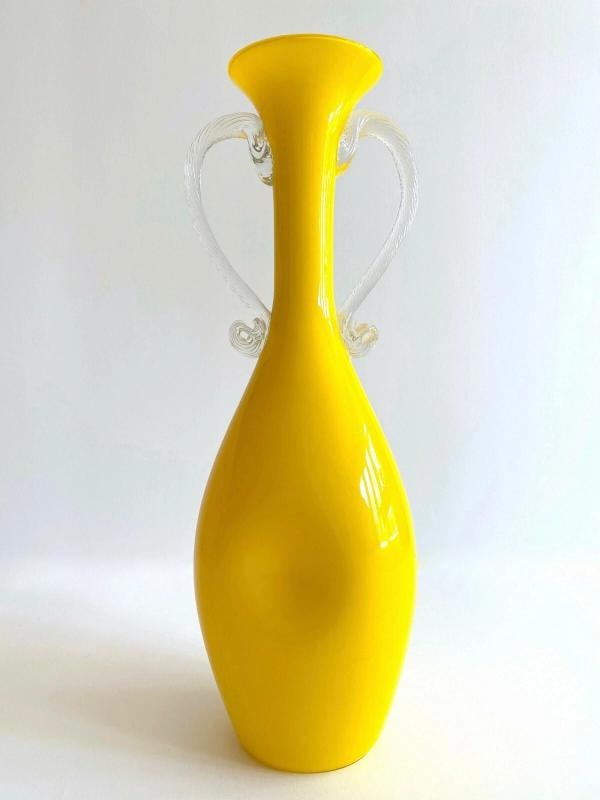 MID CENTURY MODERN EMPOLI ITALY ART GLASS VASE - 2