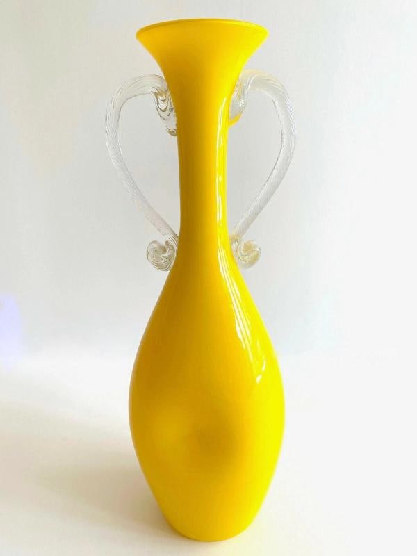 MID CENTURY MODERN EMPOLI ITALY ART GLASS VASE - 3