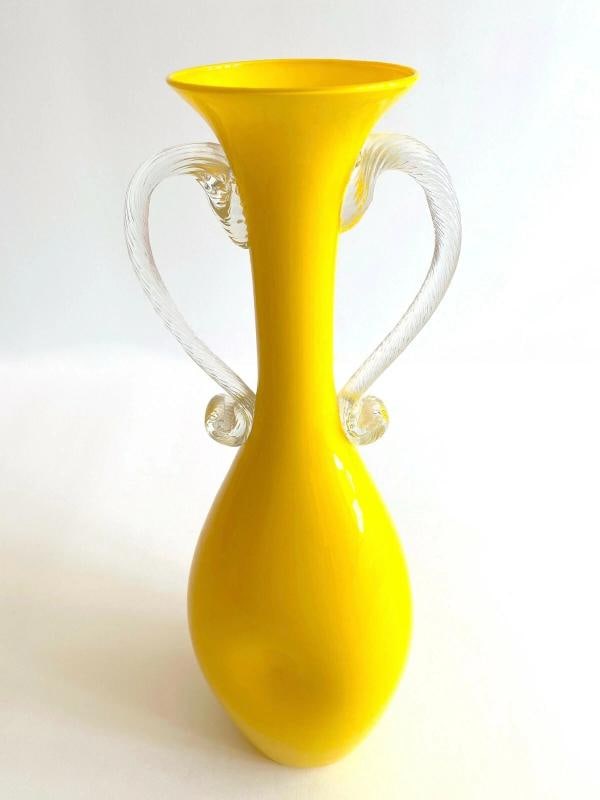 MID CENTURY MODERN EMPOLI ITALY ART GLASS VASE - 6