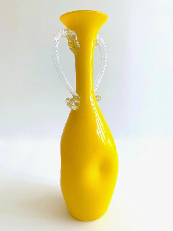 MID CENTURY MODERN EMPOLI ITALY ART GLASS VASE - 7
