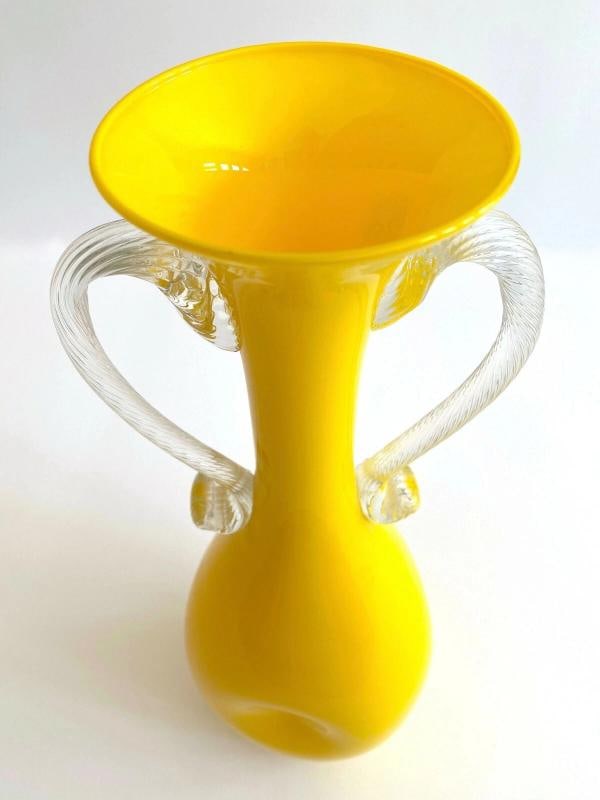MID CENTURY MODERN EMPOLI ITALY ART GLASS VASE - 9