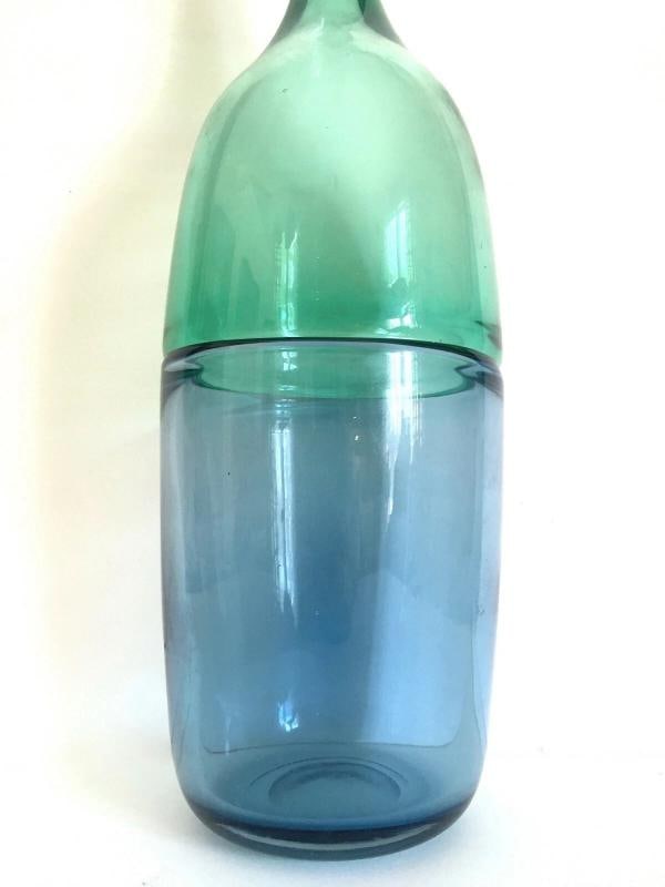 VTG RARE MID CENTURY MODERN VENINI INCALMO 2 TONE MURANO LARGE ART GLASS BOTTLE - 11