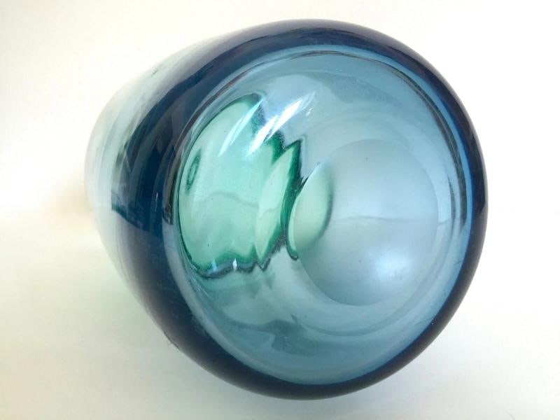 VTG RARE MID CENTURY MODERN VENINI INCALMO 2 TONE MURANO LARGE ART GLASS BOTTLE - 12