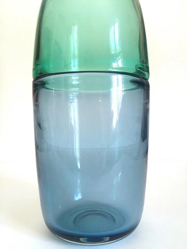VTG RARE MID CENTURY MODERN VENINI INCALMO 2 TONE MURANO LARGE ART GLASS BOTTLE - 6
