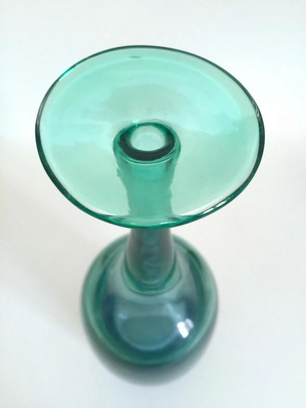 VTG RARE MID CENTURY MODERN VENINI INCALMO 2 TONE MURANO LARGE ART GLASS BOTTLE - 8