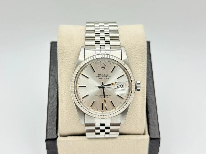 Rolex Datejust 16014 36mm Silver Dial 18k White Gold Bezel Steel Box Paper - 2
