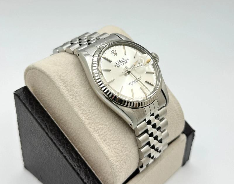 Rolex Datejust 16014 36mm Silver Dial 18k White Gold Bezel Steel Box Paper - 7