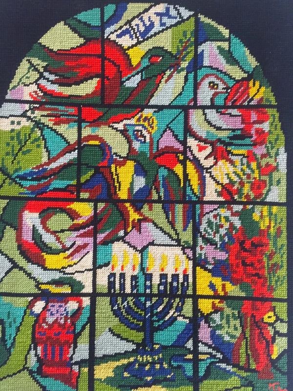 VINTAGE MID CENTURY MODERN MARC CHAGALL FRAMED NEEDLEPOINT ART~(15" W X 20" H X 1 1/2" D) - 5