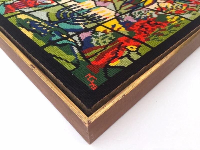 VINTAGE MID CENTURY MODERN MARC CHAGALL FRAMED NEEDLEPOINT ART~(15" W X 20" H X 1 1/2" D) - 8