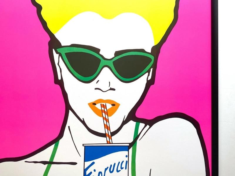 FIORUCCI RARE VINTAGE 1976 FASHION POP ART POSTER FRAMED ~(27" W X 39" H X 1 3/8" D) - 10