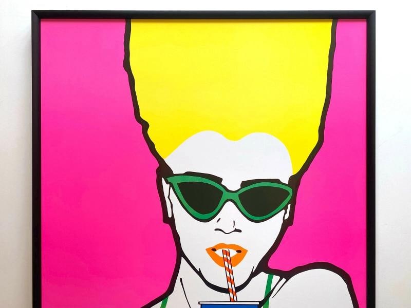 FIORUCCI RARE VINTAGE 1976 FASHION POP ART POSTER FRAMED ~(27" W X 39" H X 1 3/8" D) - 2