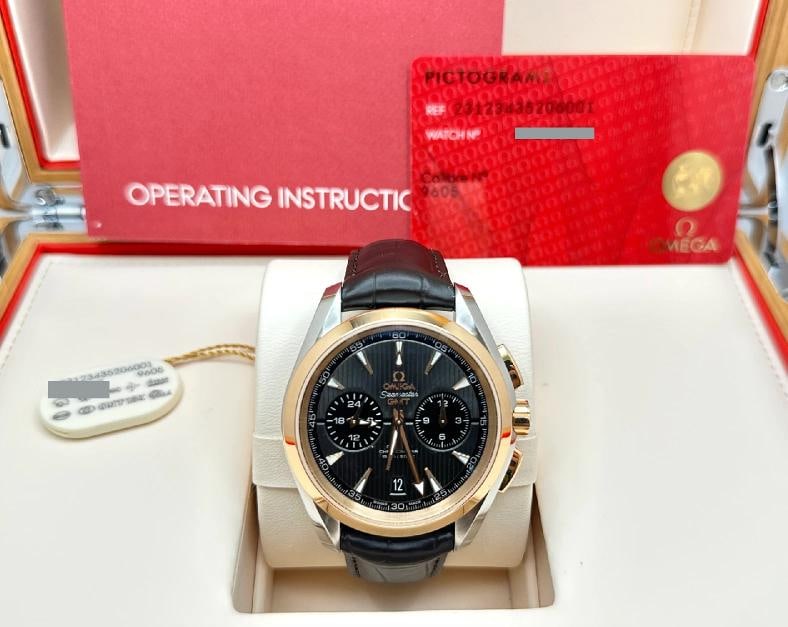 Omega Seamaster Aqua Terra GMT 231.23.43.52.06.001 43mm 18k Gold Steel Box Paper - 2