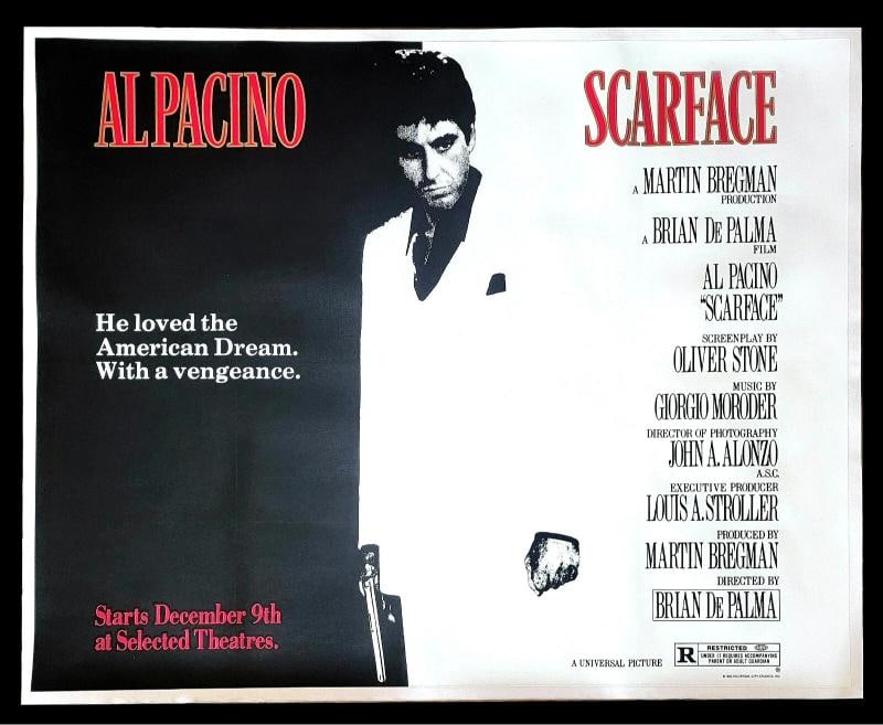 SCARFACE SUBWAY HUGE ORIGINAL MOVIE POSTER RARE 1983~(46" x 59.5", Linen Backed): Industry: Movies,Object Type: Poster,Original/Reproduction: Original,Country of Origin: United States