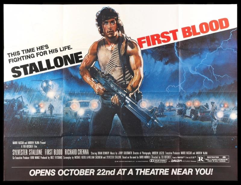 FIRST BLOOD RAMBO ORIGINAL RARE SUBWAY MOVIE POSTER 1982~( 45" x 60"): Object Type: Poster,Original/Reproduction: Original,Industry: Movies,Country of Origin: United States