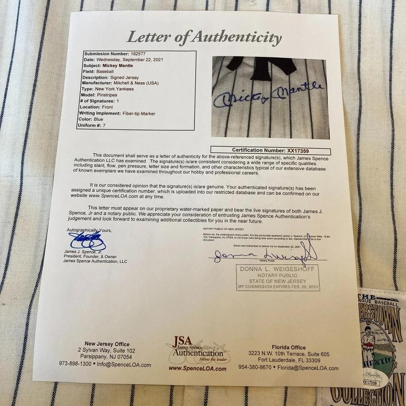 Mint Mickey Mantle Signed 1951 New York Yankees Rookie Game Model Jersey JSA COA - 2