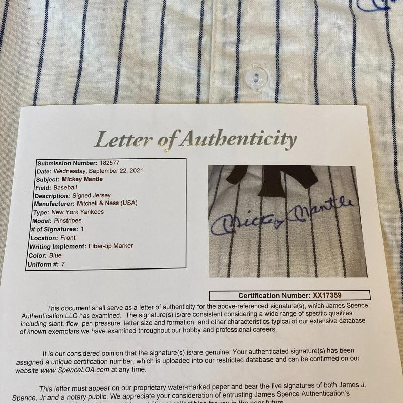 Mint Mickey Mantle Signed 1951 New York Yankees Rookie Game Model Jersey JSA COA - 9