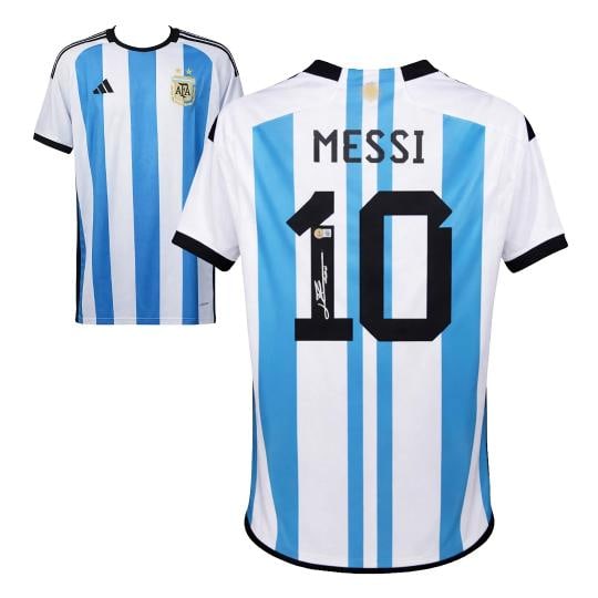 Lionel Messi Signed Argentina Home Soccer Jersey with Beckett Witness: Player: Lionel Messi,Sport: Soccer,Signed: Yes,Autograph Authentication: Beckett Authentication Services (BAS),Product: Jersey,Team: Argentina
