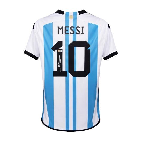 Lionel Messi Signed Argentina Home Soccer Jersey with Beckett Witness - 3
